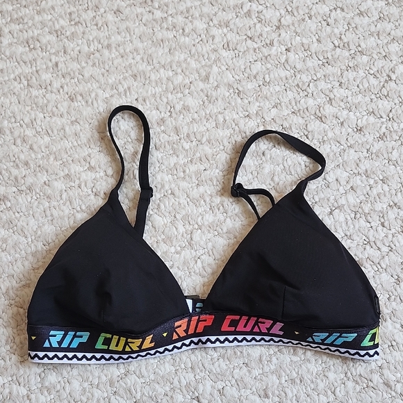 Rip Curl Other - Rip Curl Black Bikini Top with Rainbow Logo Band